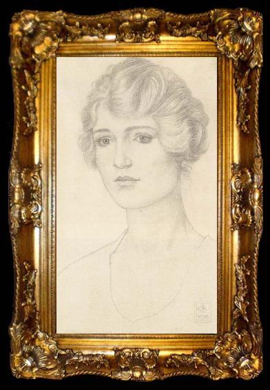 framed  Joseph E.Southall Portrait Study of Janet Hutchinson, ta009-2